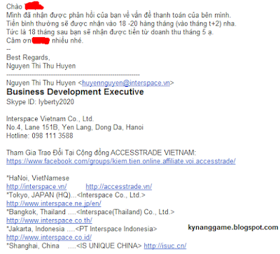 Mail hỗ trợ từ accesstrade