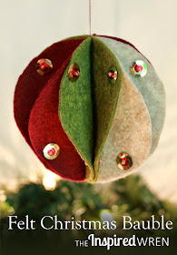 Felt Bauble Tutorial: Step by step directions to create a handmade felt sphere for the holidays, make it with thread or with hot glue.