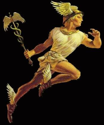 The other Hermes, the Greek messenger god. Note the winged sandals ...