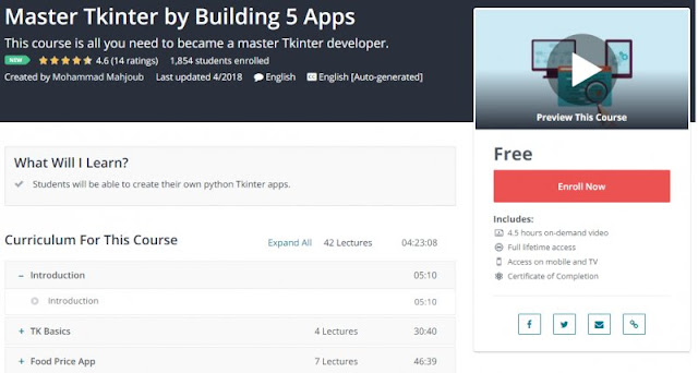 [100% Free] Master Tkinter by Building 5 Apps