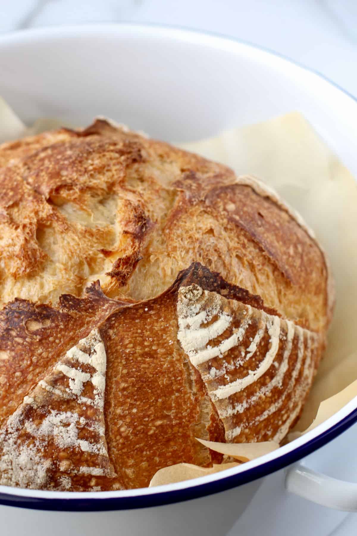 Baking sourdough bread in clay baker - Sourdough&Olives