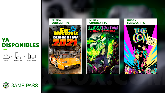 Car Mechanic Simu21, Slayers X y The Big Con, ya están disponibles en Xbox Game Pass