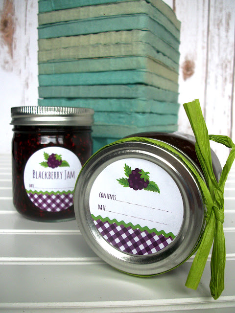 Gingham Blackberry Mason Jar Labels