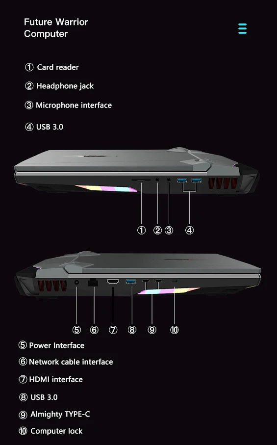 Intel i5-9300H GTX1050Ti 32G 64G+1TB 17.3inch Gaming Laptop Desktop Performance Support Intel 6789 Generation Processor Computer