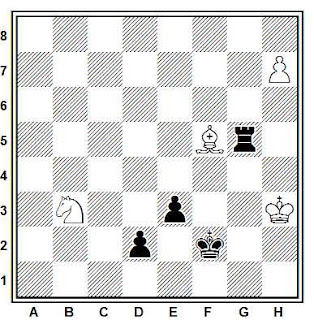 Estudio artístico de ajedrez compuesto por T. Whitworth  (British Chess Magazine, 1986)