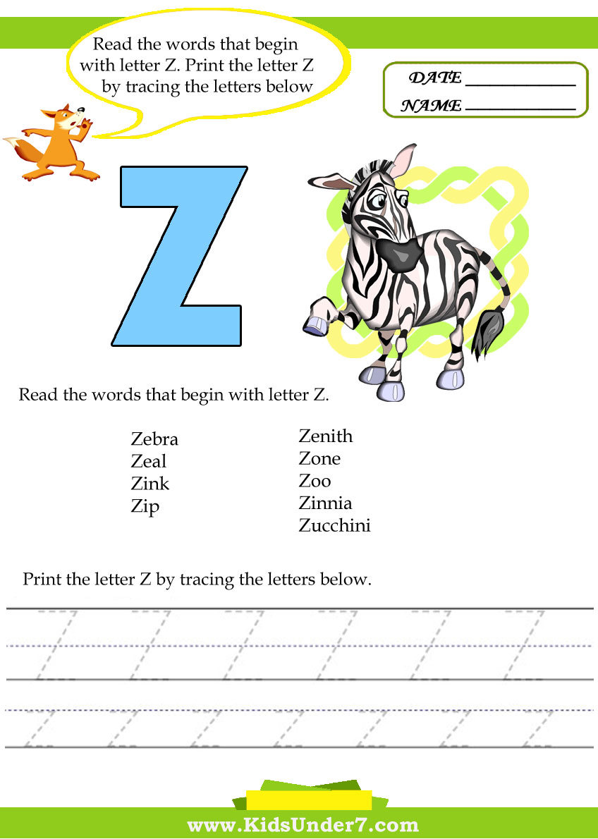 kids under 7 alphabet worksheets trace and print letter z