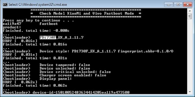 Vivo - Xiaomi Fastboot Info Model