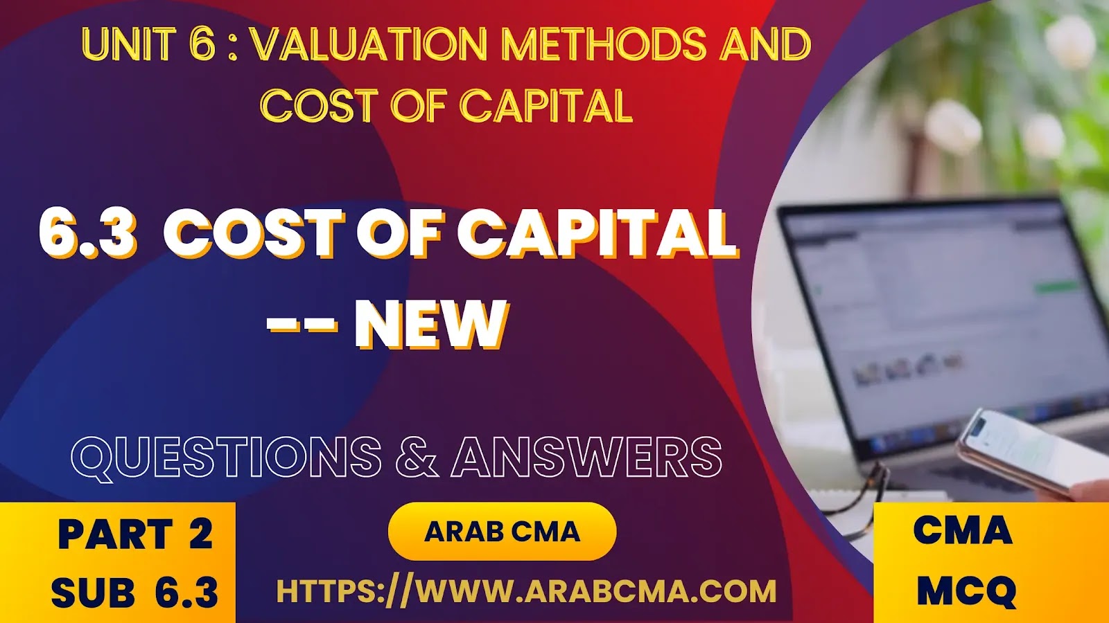 CMA PART 2 MCQ , subunit 6.3 : Cost of Capital -- New