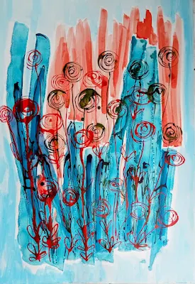 Sea Weeds - Abstract Painting by Miabo Enyadike