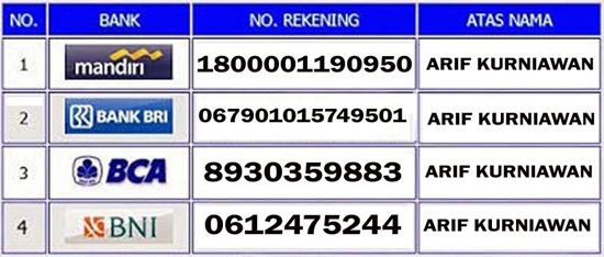 nomor rekening pembayaran