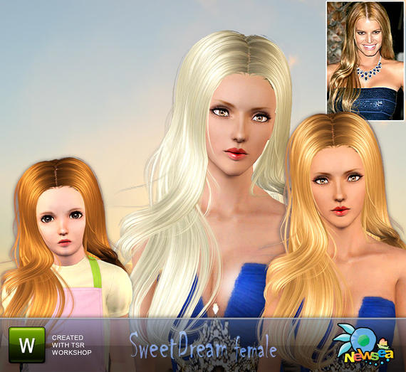 Newsea Sweet dream Female Hairstyle. Download at The Sims Resource 