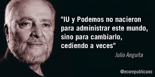 Julio Anguita llama a IU y Podemos a volver a intentar la confluencia para las próximas elecciones