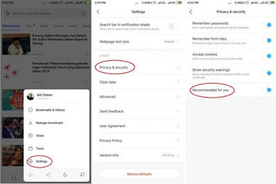 Turn off ads recommendation on Xiaomi's apps