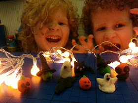 Play-Dough Halloween models and Pumpkin Berry Lights