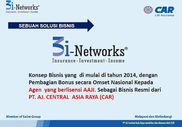 Pada kesempatan ini saya akan membagikan informasi Peluang Bisnis di Kalimantan Tengah atau Peluang Usaha untuk anda yang saat ini sedang mencari peluang usaha atau Peluang bisnis. Memperkenalkan Peluang Bisnis CAR 3i Networks di Kalimantan Tengah yang sangat menjanjikan dan menguntungkan, Peluang Bisnis 3i-Networks bisa dikerjakan secara part time atau full time baik ofline maupun online, waktu bebas tidak terikat dan modal sangat kecil bahkan bisa dibilang bisnis tanpa madal serta tanpa resiko.