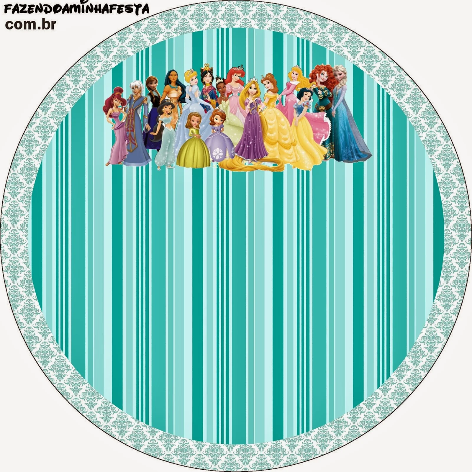 Toppers o etiquetas de Todas las Princesas Disney para imprimir gratis.