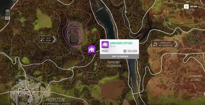 Forza Horizon 4_House Location Map Kingsfisher Cottage