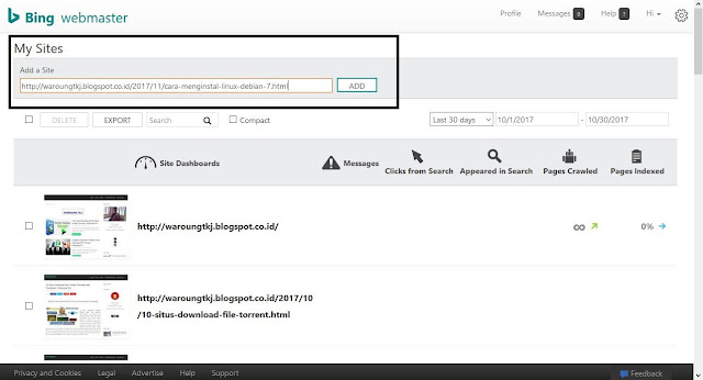 Mudahnya Submit Url di Bing Web Mastertool