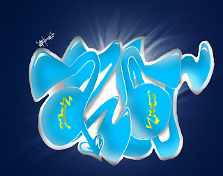 Graffiti Alphabet Bubble Full Blue Colour Design
