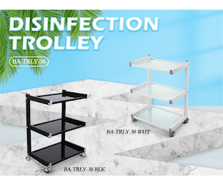 Salon hand trolley cart with 3 tier white