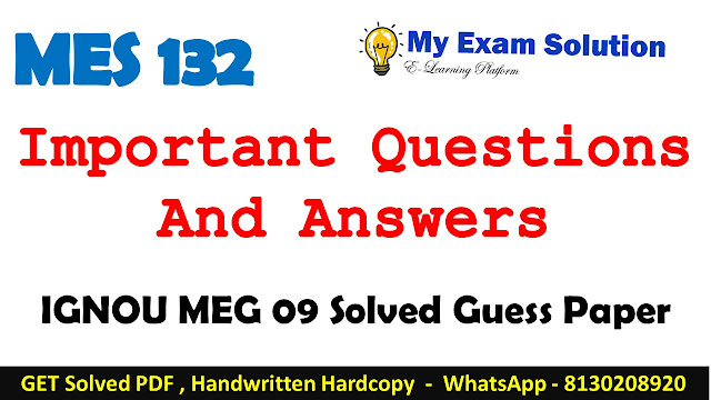 MES 132 Important Questions with Answers