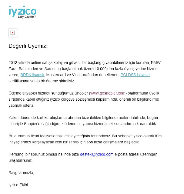 İyzico GoShoiper desteğini çekti