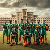 A photo of a university football team in Nigeria.