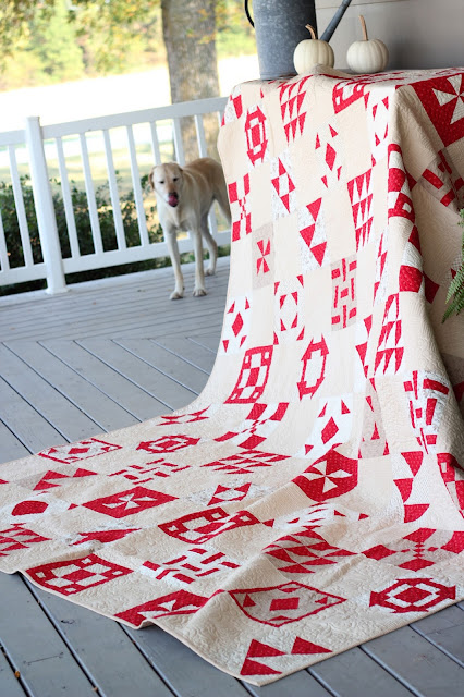 Red and cream sampler quilt