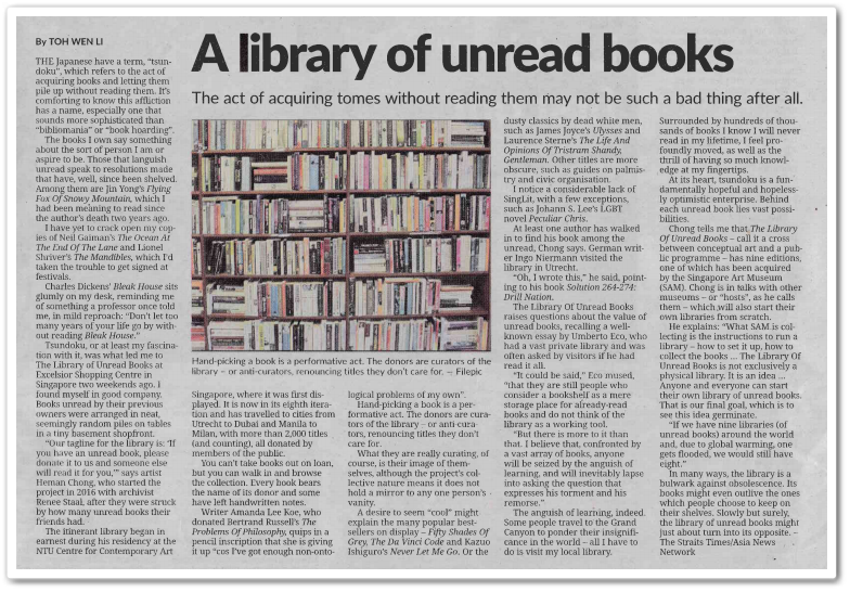 A library of unread books - Keratan akhbar The Star 20 Oktober 2020