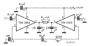 TDA2003 bridge 18W amplifier