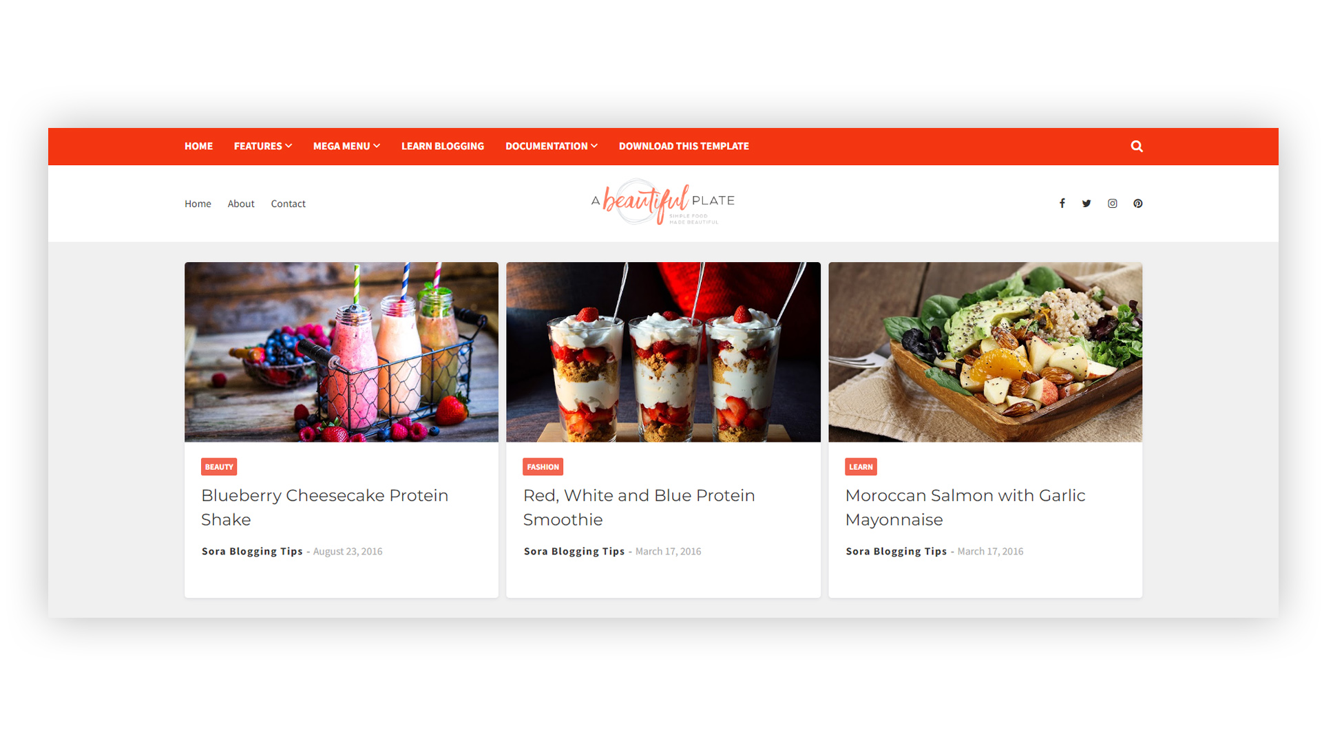 Plate Blogger Theme for Food Blog or Restaurant Site