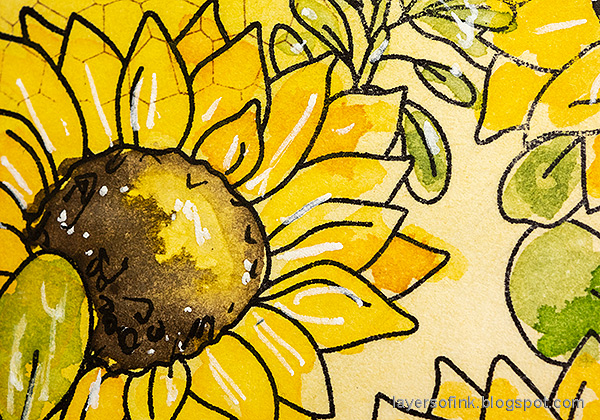 Layers of ink - Sunflowers and Birds Tutorial by Anna-Karin Evaldsson. Watercolor sunflower.