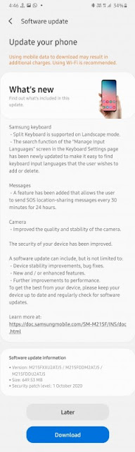 Samsung Galaxy M21 gets One UI 2.5 update