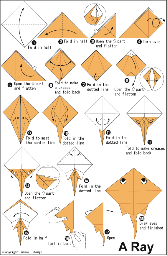 Ganbatte cara membuat Origami Ikan  Pari