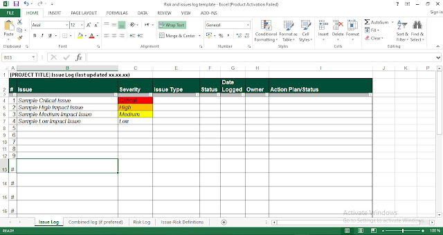 issue log template excel free