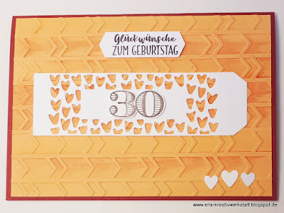 Grußkarten zum runden Geburtstag mit gefärbtem Präge-Hintergrund Stampin' Up! www.eris-kreativwerkstatt.blogspot.de