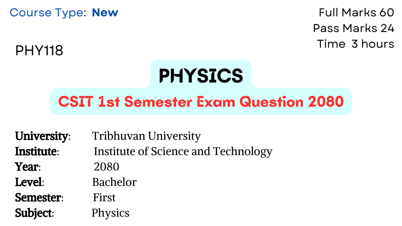 Physics: CSIT 1st Semester Exam Question 2080