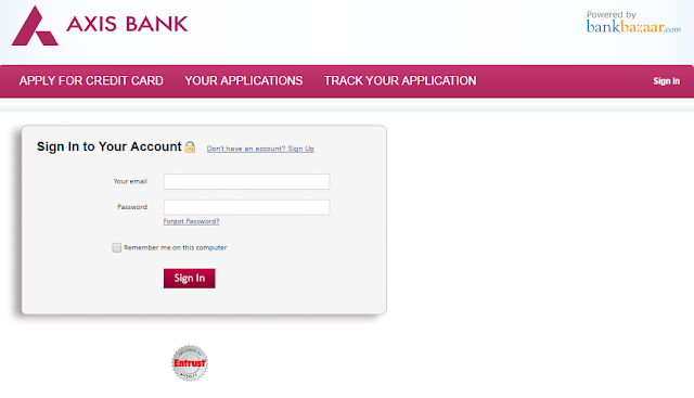  Track Axis Credit Card Application By Login