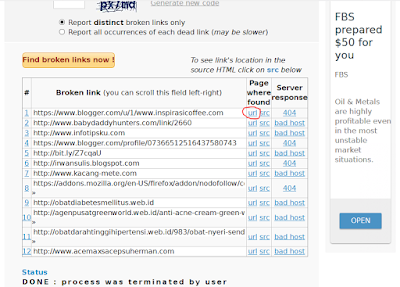 cek link mati dengan brokenlinkcheck