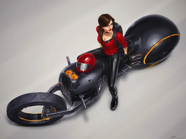 Biker Girl - Illustration by Mehrdad Malek