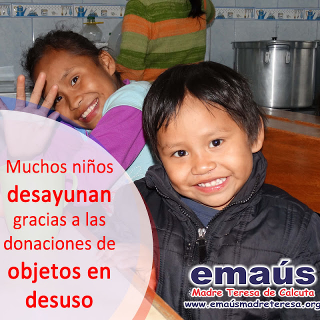 Muchos niños desayunan gracias a las donaciones de objetos en desuso.