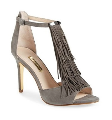 Louise et Ccie gray high heeled sandals with fringe detail