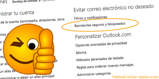 bloquear remitentes en hotmail iniciar sesion