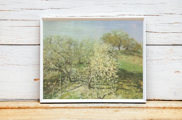 apple blossom trees oil painting print