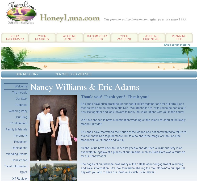 wedding websites sample