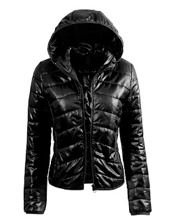 LE3NO Women's Fitted Zip Up Jacket with Hood Black Jacket Winter