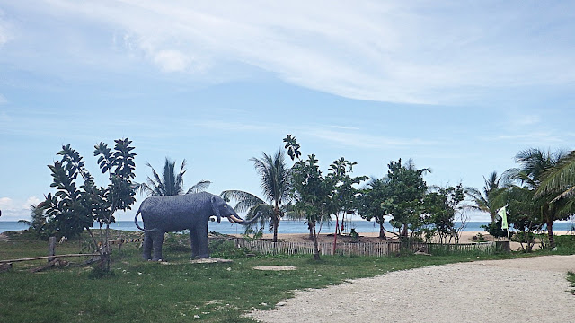 an elephant replica with the beach and the sea in the background at UEP White Beach Resort in University of Eastern Philippines (UEP) in Catarman Northern Samar