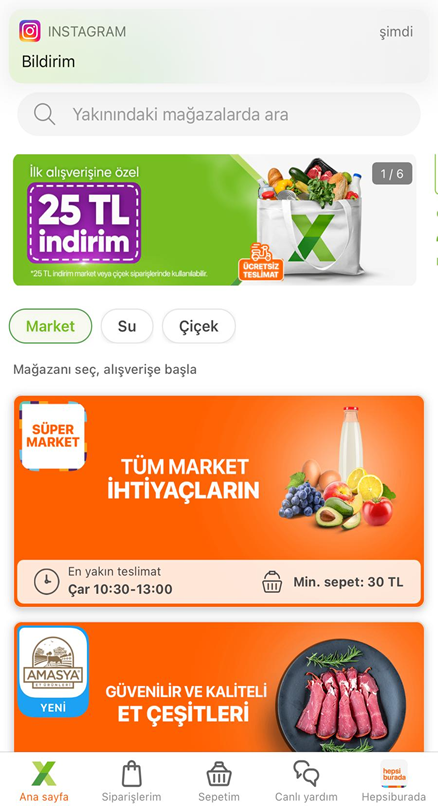 Hepsiburada Market Alışverişi 25 TL Kazanma İlk Alışveriş 2021