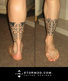 lower leg band tribal tattoo design in mauri style