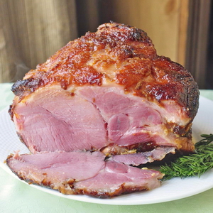 Dijon Mustard and Demerara Sugar Glazed Ham